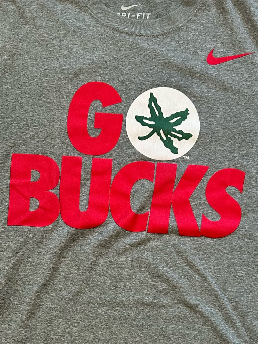 Nike Heather Gray ‘Go Bucks’ Ohio State Dri Fit Tee - Picture 2 of 2